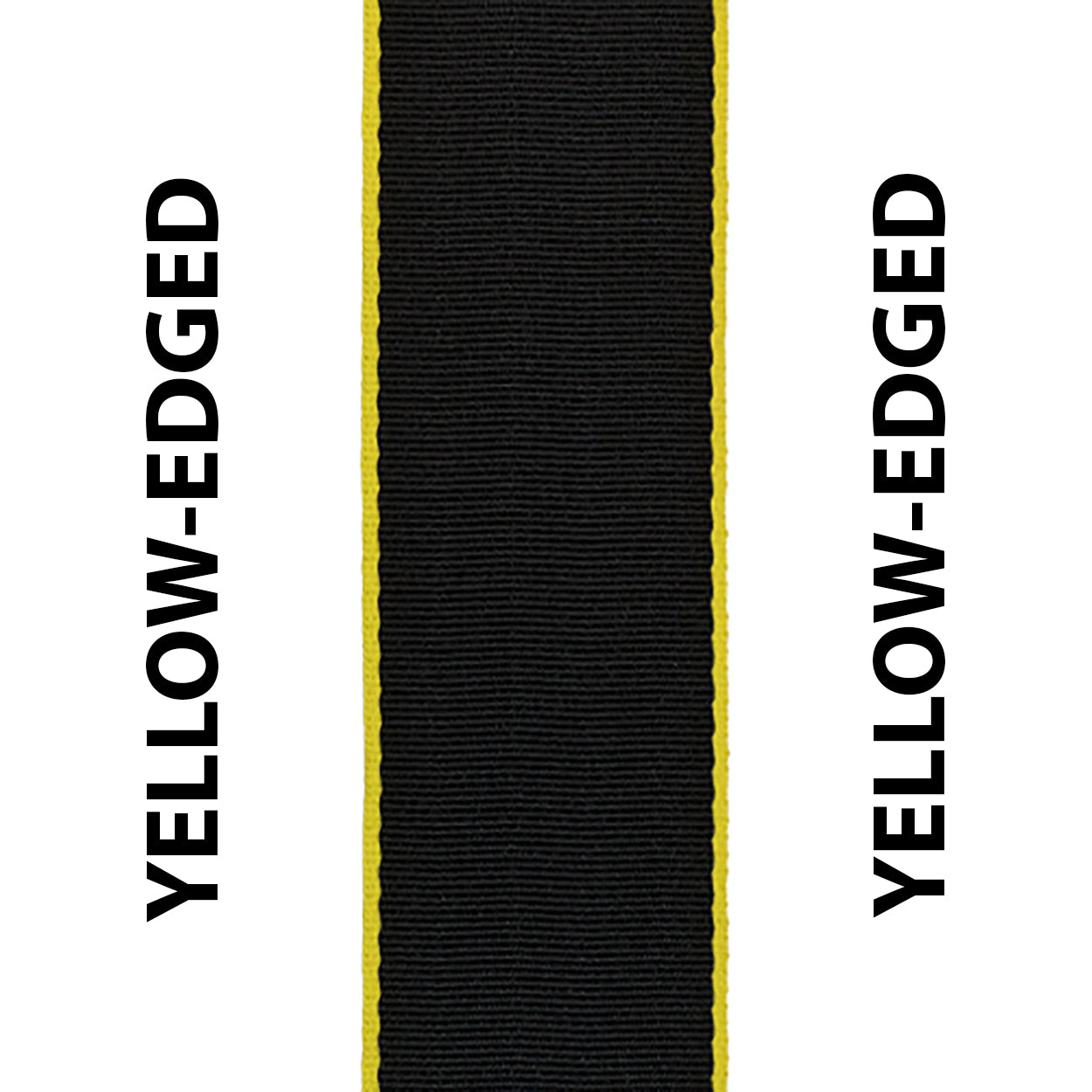 Yellow Edged  Black Seat Belt Webbing Replacement Strap
